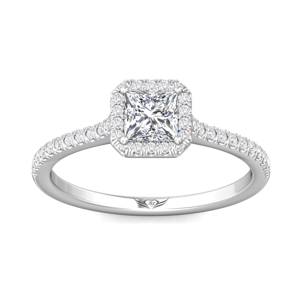 FlyerFit® 14K White Gold Micropave Halo Engagement Ring