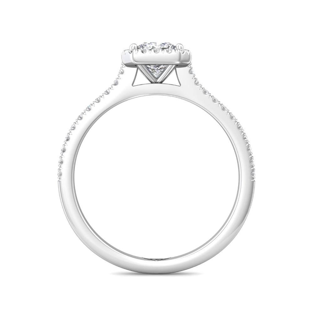 FlyerFit® 14K White Gold Micropave Halo Engagement Ring