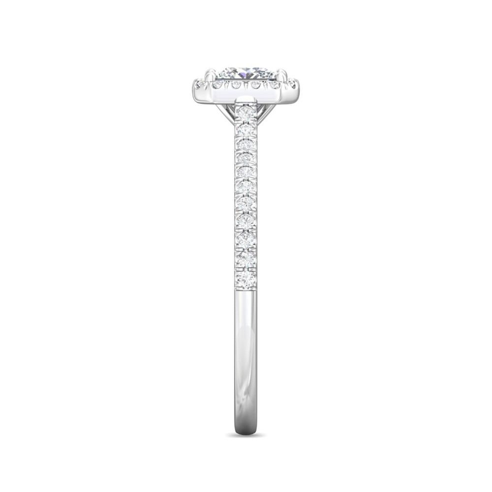 FlyerFit® 14K White Gold Micropave Halo Engagement Ring
