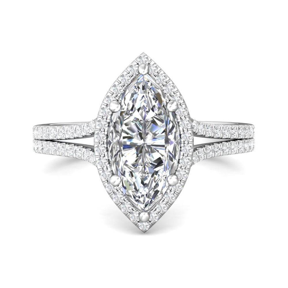 FlyerFit® 14K White Gold Split Shank Engagement Ring