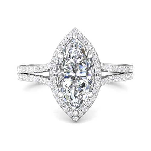FlyerFit® 14K White Gold Split Shank Engagement Ring