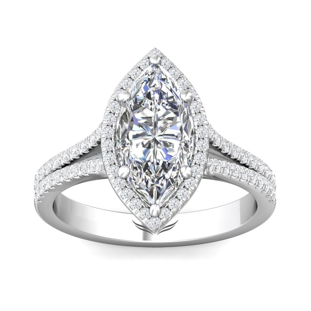 FlyerFit® 14K White Gold Split Shank Engagement Ring