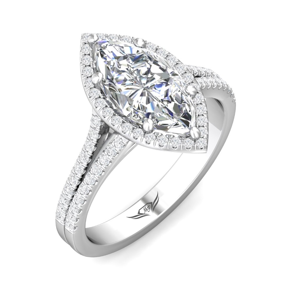 FlyerFit® 14K White Gold Split Shank Engagement Ring