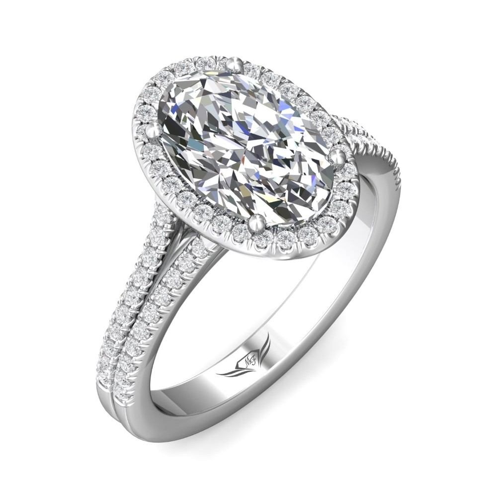 FlyerFit® 14K White Gold Split Shank Engagement Ring