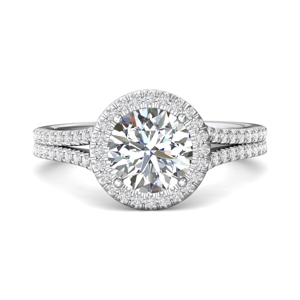 FlyerFit® 14K White Gold Split Shank Engagement Ring