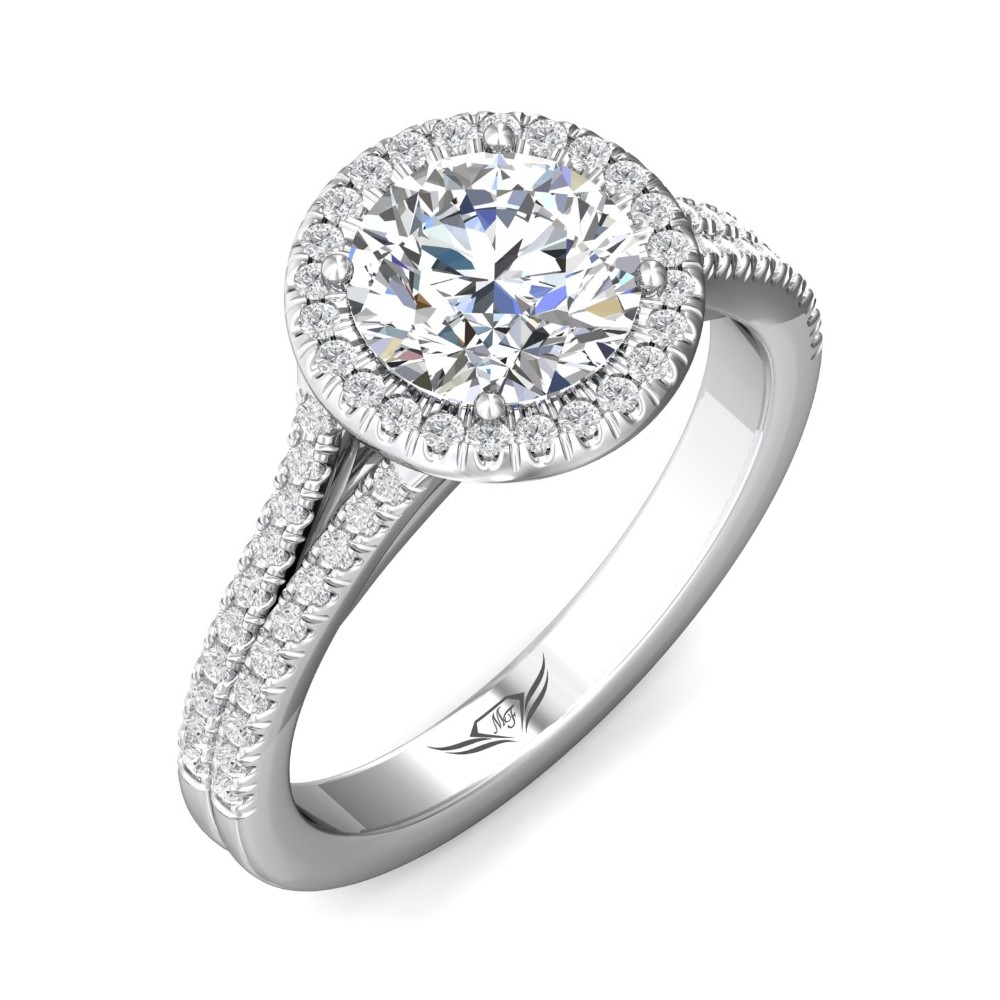 FlyerFit® 14K White Gold Split Shank Engagement Ring