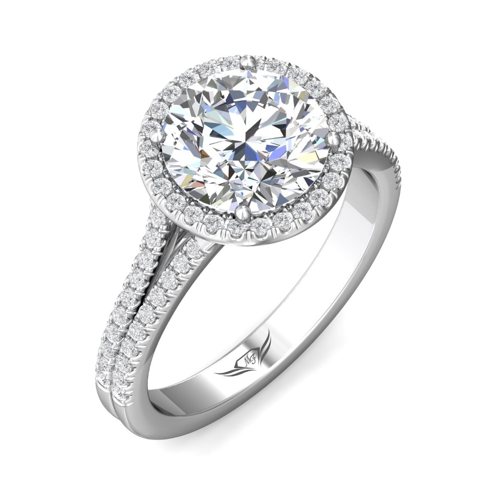 FlyerFit® 14K White Gold Split Shank Engagement Ring