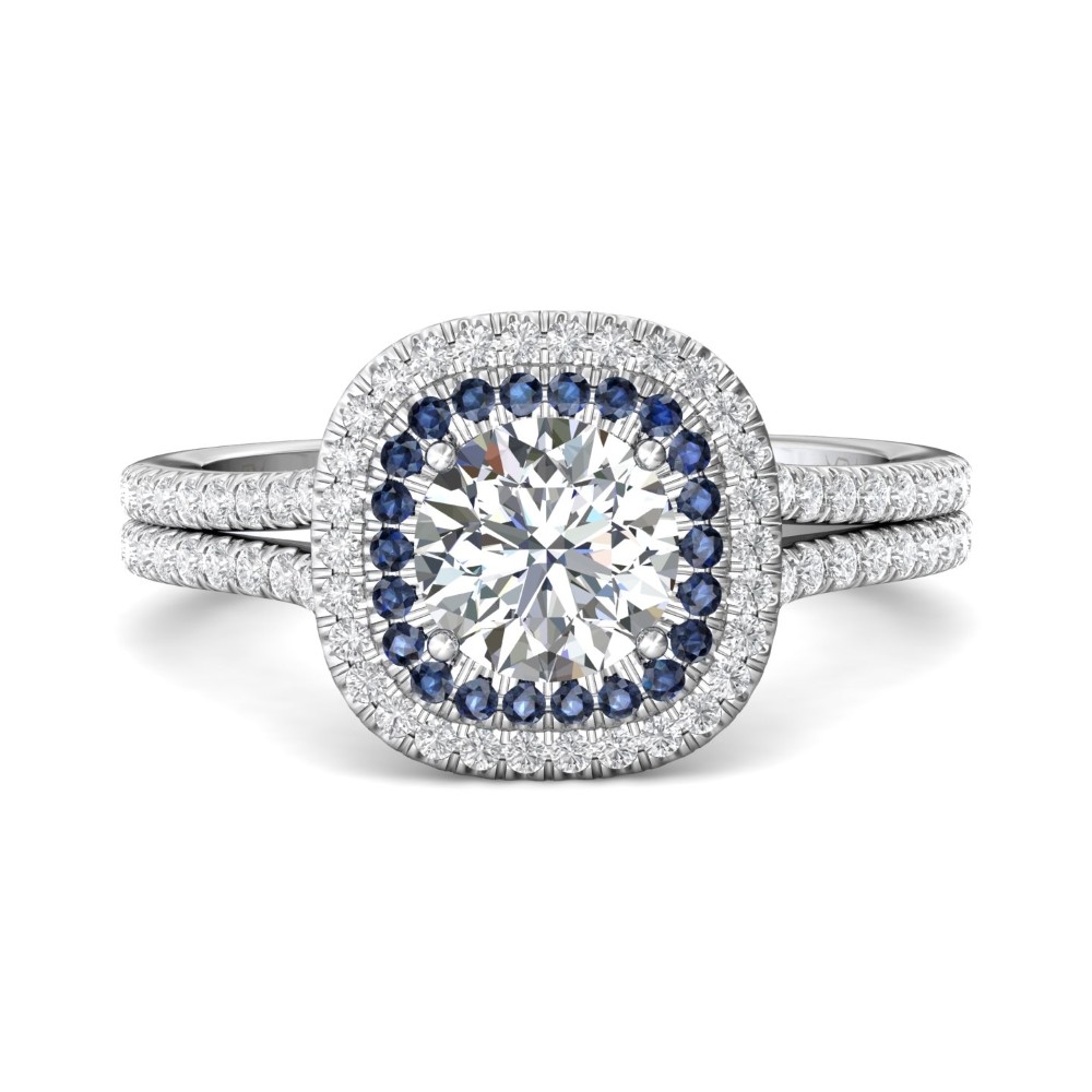 FlyerFit® 14K White Gold Micropave Halo Engagement Ring