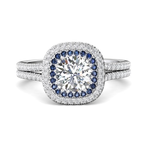 FlyerFit® 14K White Gold Micropave Halo Engagement Ring
