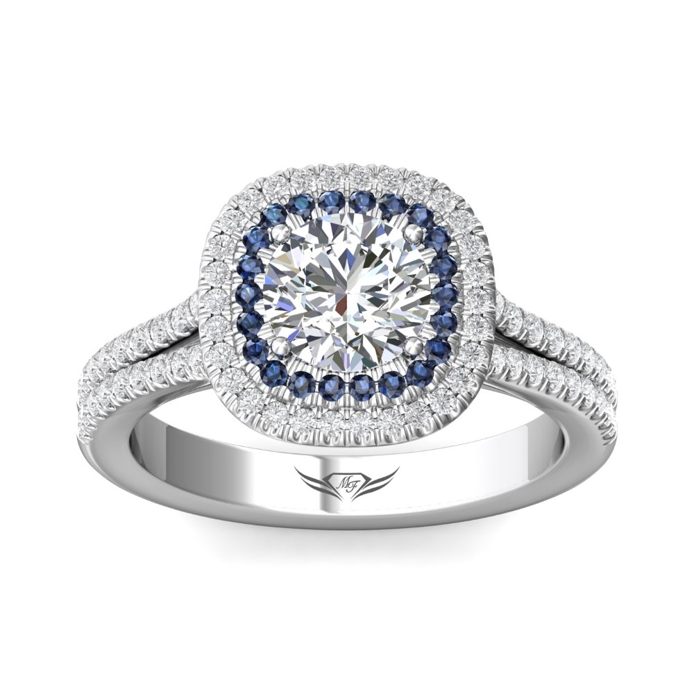 FlyerFit® 14K White Gold Micropave Halo Engagement Ring