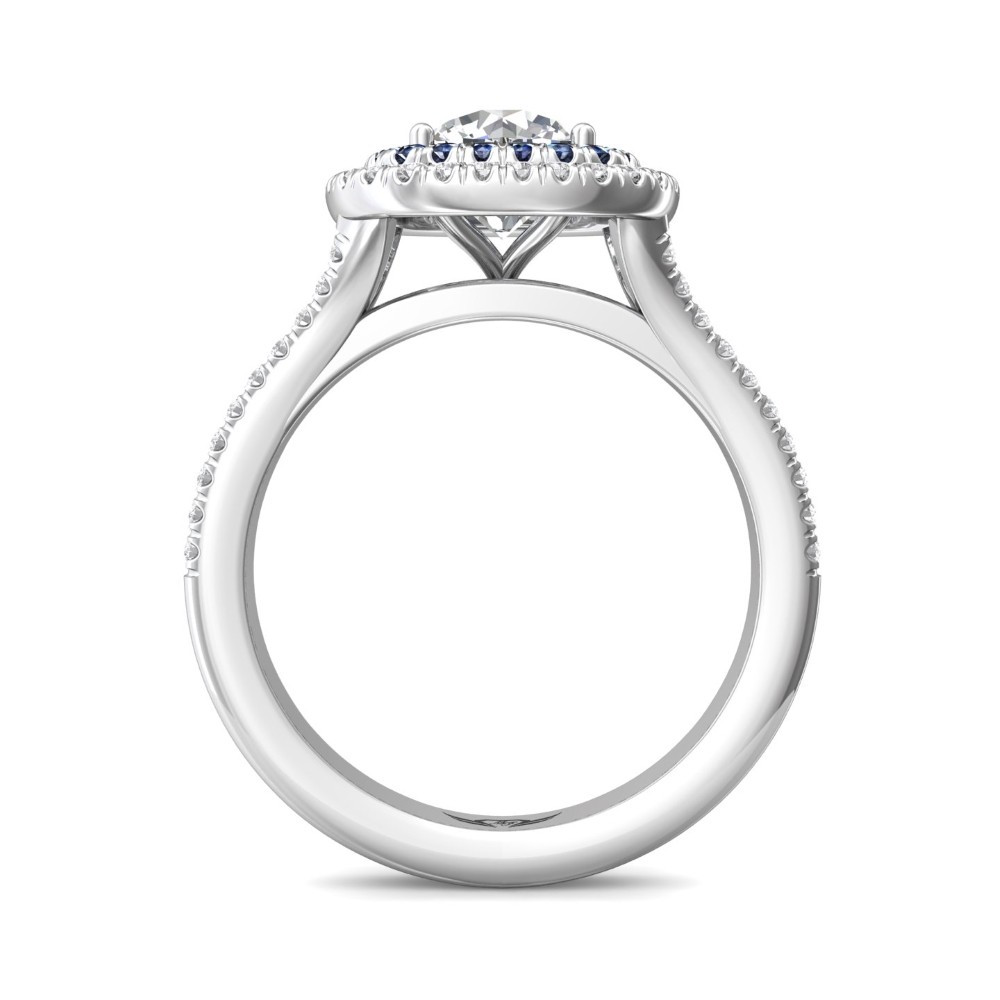 FlyerFit® 14K White Gold Micropave Halo Engagement Ring