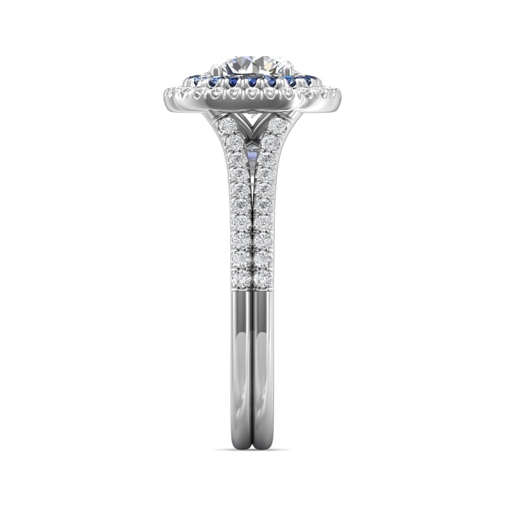 FlyerFit® 14K White Gold Micropave Halo Engagement Ring