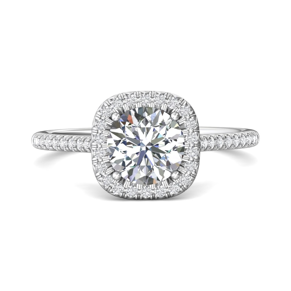 FlyerFit® 14K White Gold Micropave Halo Engagement Ring