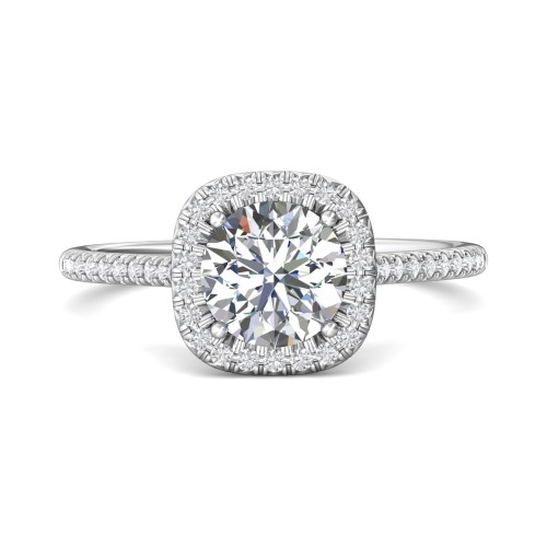 FlyerFit® 14K White Gold Micropave Halo Engagement Ring