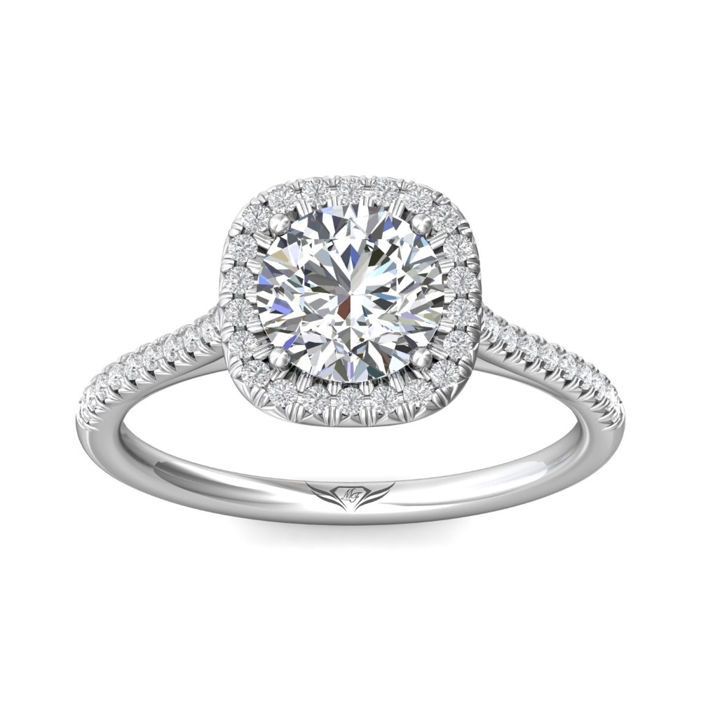 FlyerFit® 14K White Gold Micropave Halo Engagement Ring