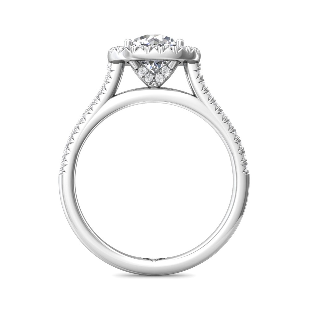 FlyerFit® 14K White Gold Micropave Halo Engagement Ring