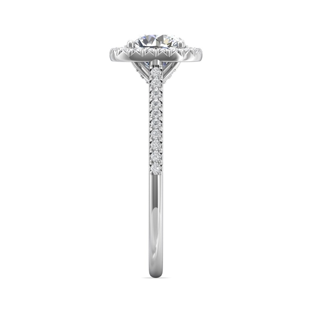 FlyerFit® 14K White Gold Micropave Halo Engagement Ring