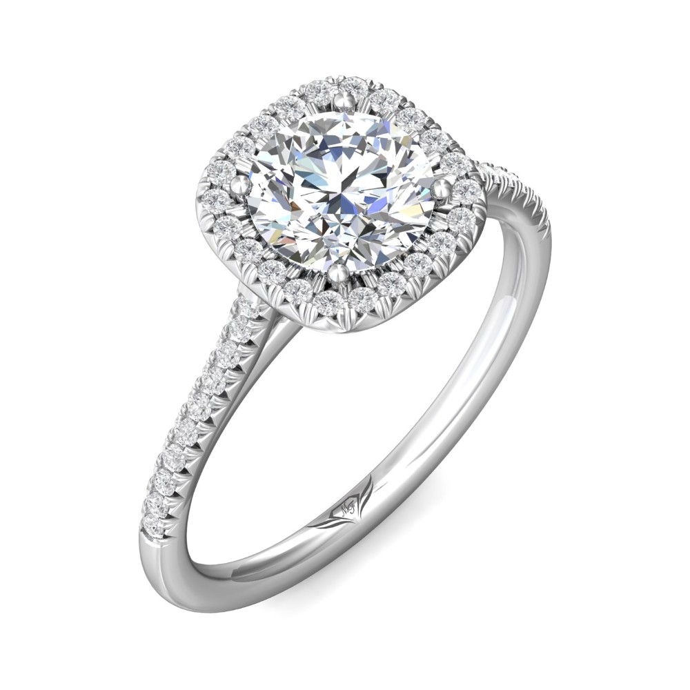 FlyerFit® 14K White Gold Micropave Halo Engagement Ring