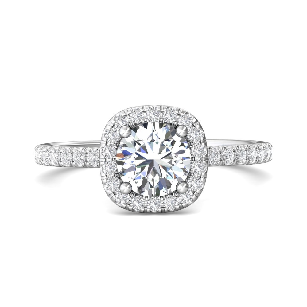 FlyerFit® 14K White Gold Micropave Halo Engagement Ring