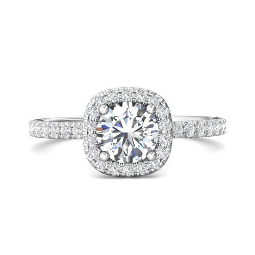 FlyerFit® 14K White Gold Micropave Halo Engagement Ring