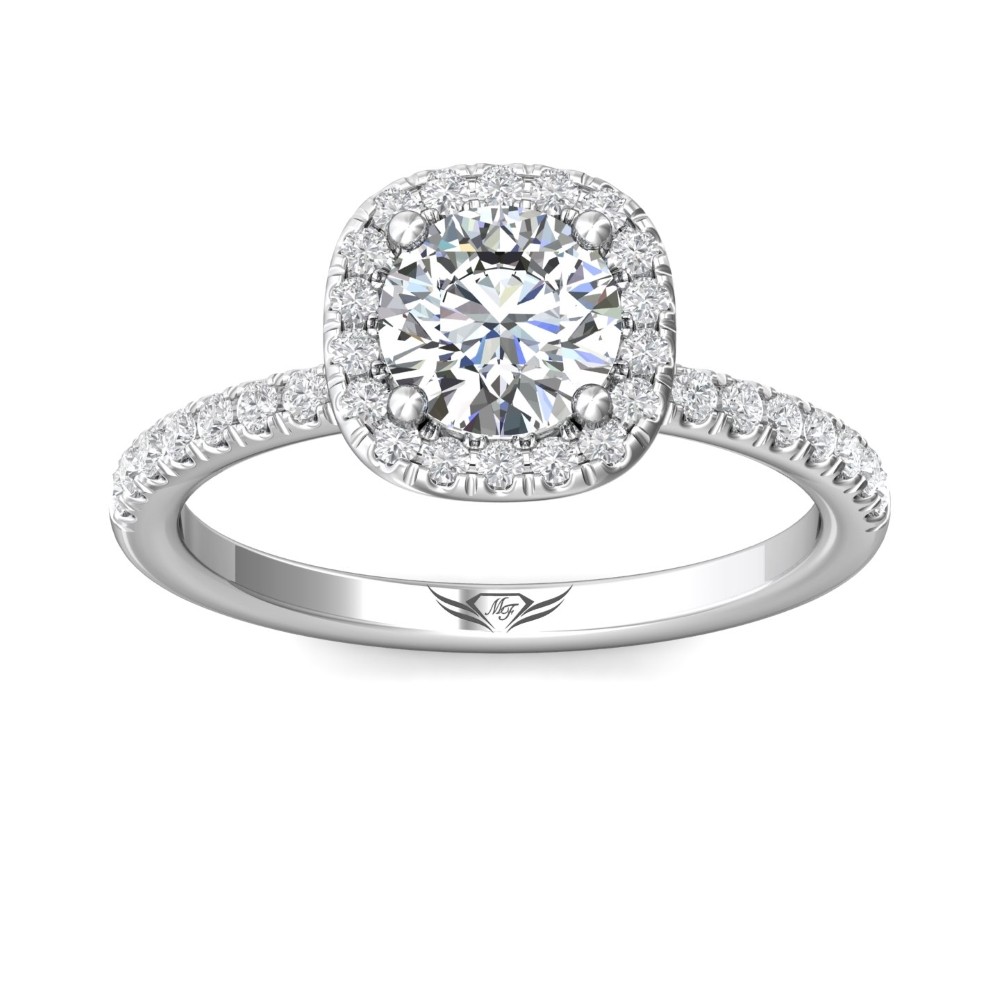 FlyerFit® 14K White Gold Micropave Halo Engagement Ring
