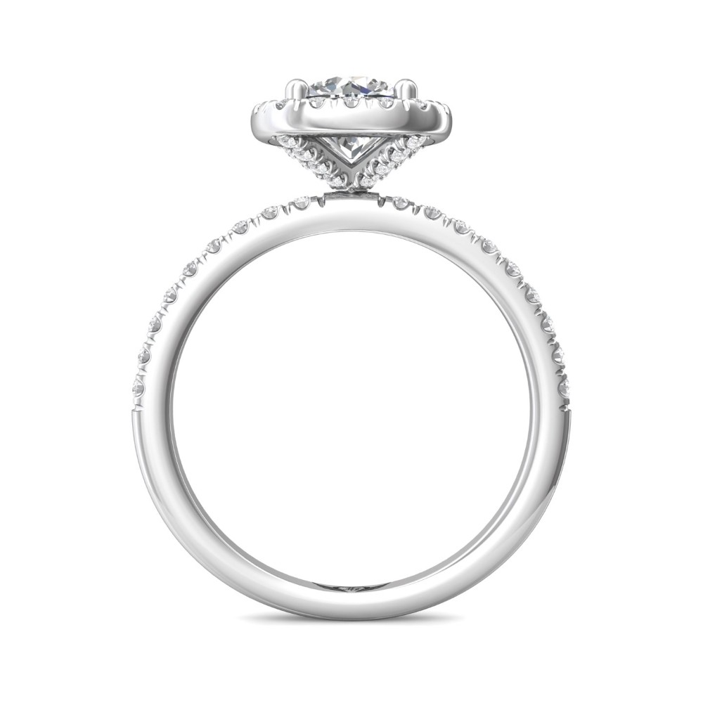FlyerFit® 14K White Gold Micropave Halo Engagement Ring