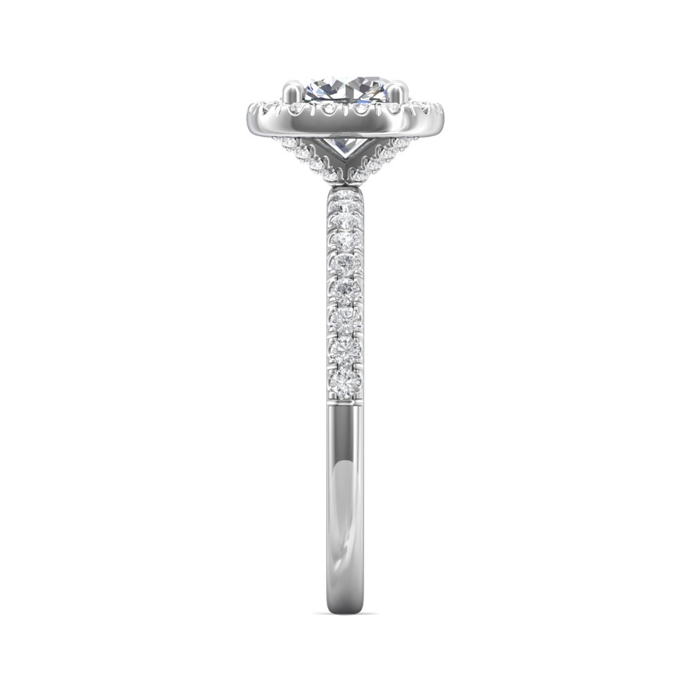 FlyerFit® 14K White Gold Micropave Halo Engagement Ring