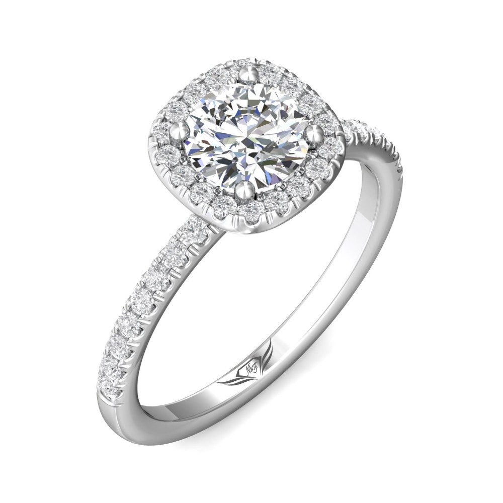 FlyerFit® 14K White Gold Micropave Halo Engagement Ring