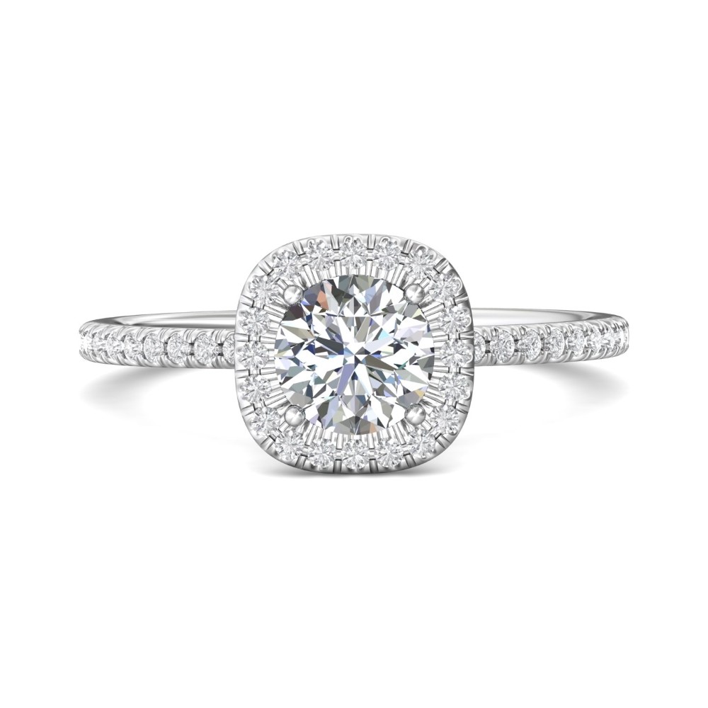 FlyerFit® 14K White Gold Micropave Halo Engagement Ring