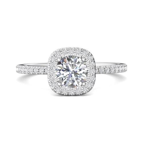 FlyerFit® 14K White Gold Micropave Halo Engagement Ring