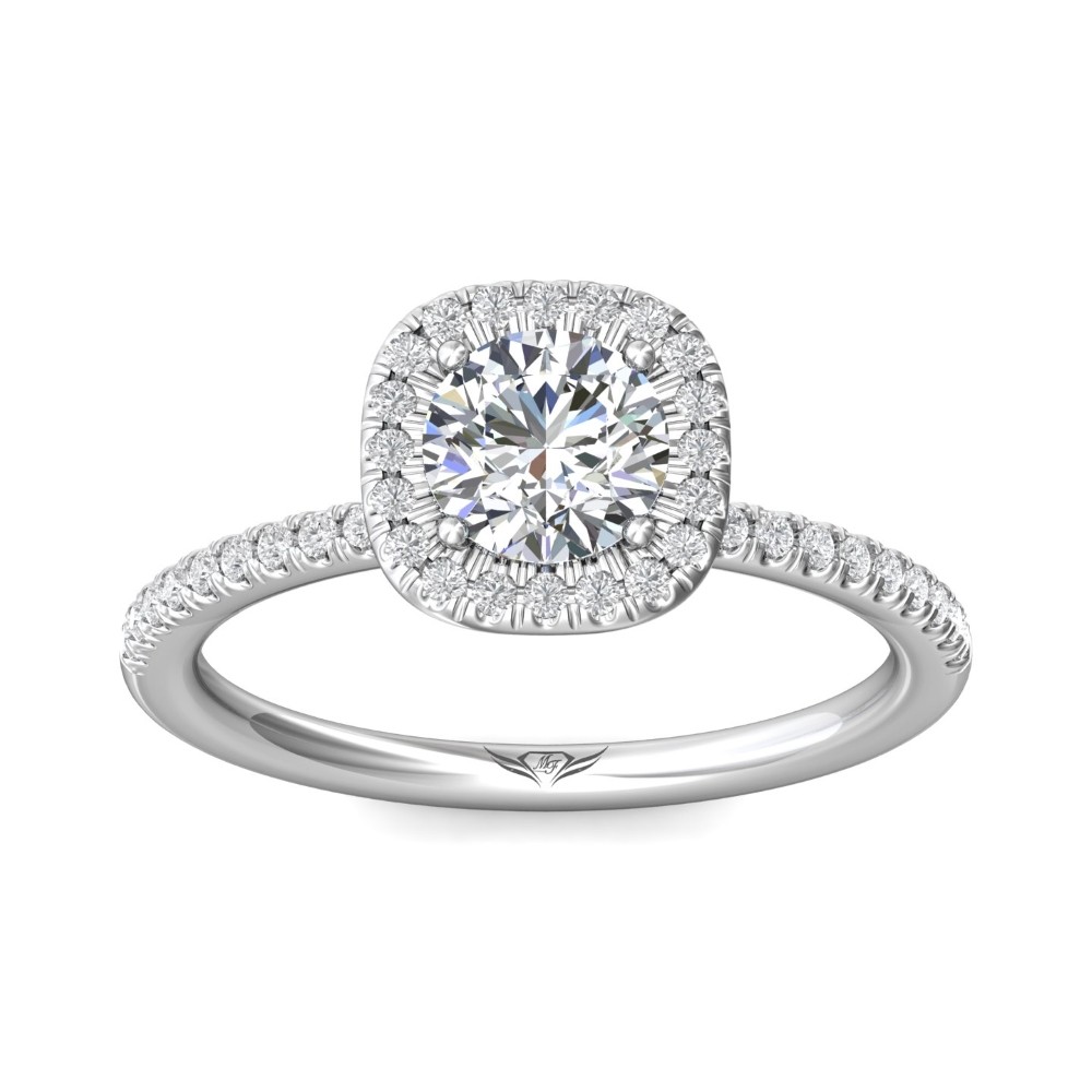 FlyerFit® 14K White Gold Micropave Halo Engagement Ring