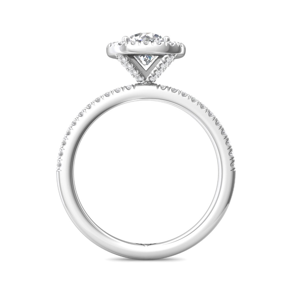 FlyerFit® 14K White Gold Micropave Halo Engagement Ring