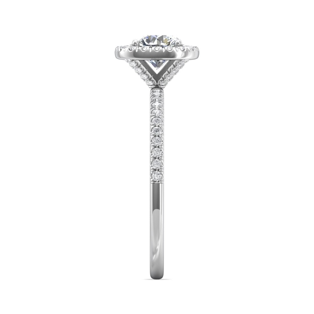 FlyerFit® 14K White Gold Micropave Halo Engagement Ring