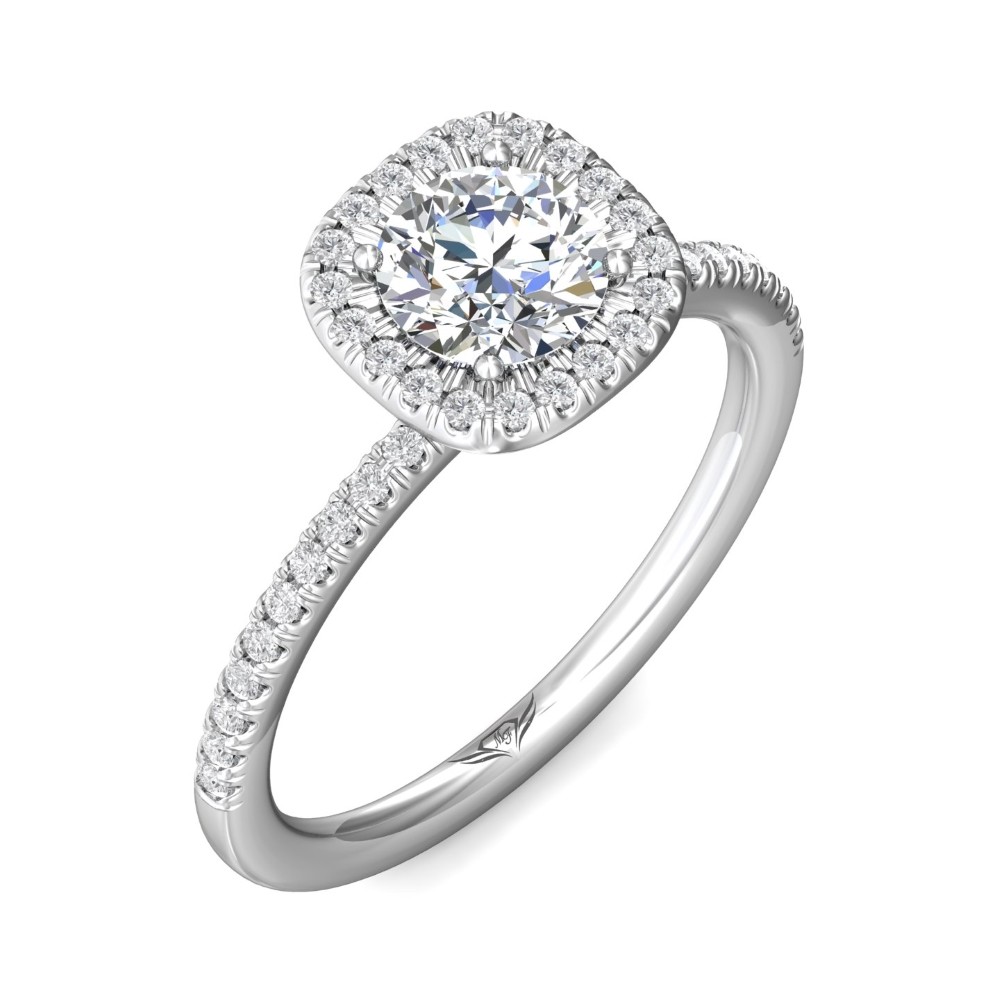 FlyerFit® 14K White Gold Micropave Halo Engagement Ring