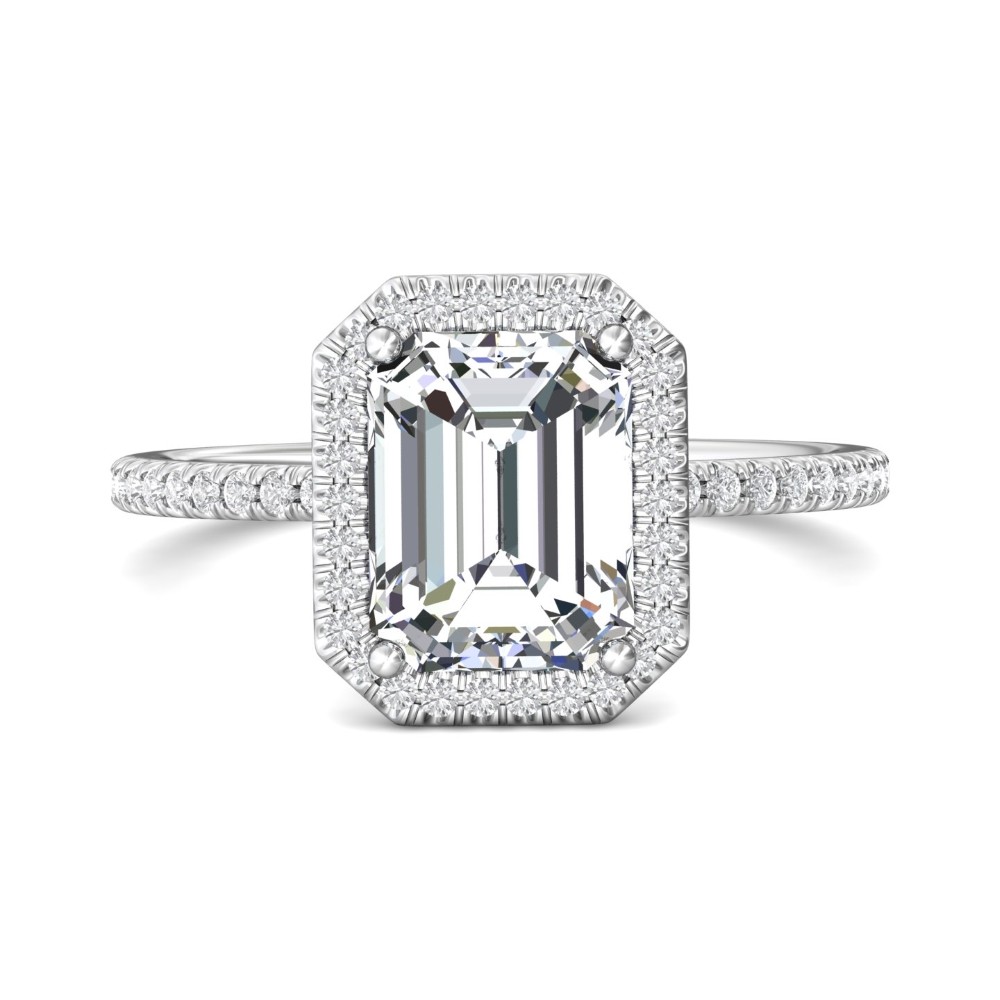 FlyerFit® 14K White Gold Micropave Halo Engagement Ring