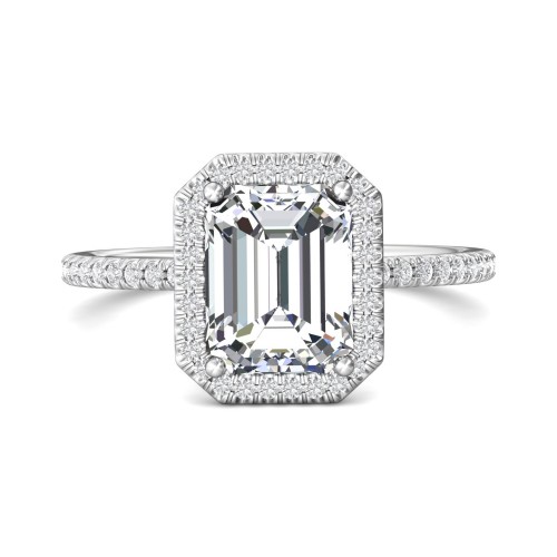 FlyerFit® 14K White Gold Micropave Halo Engagement Ring