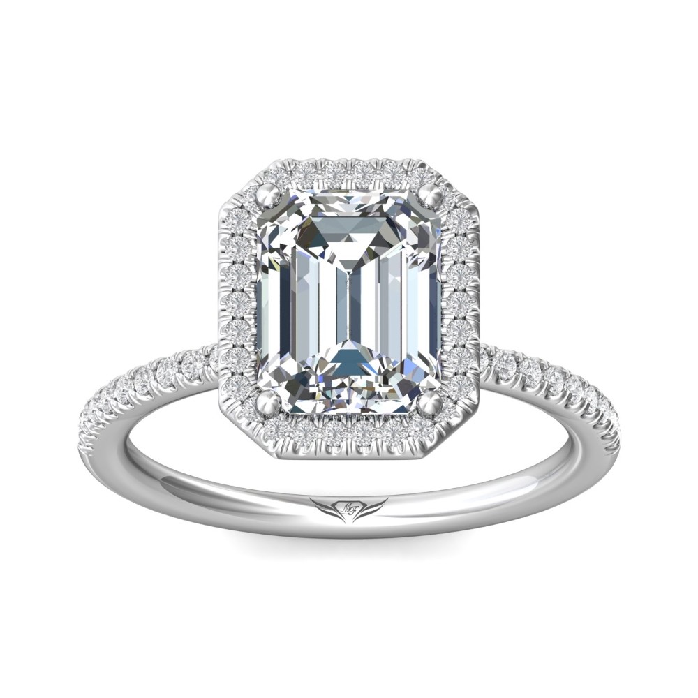 FlyerFit® 14K White Gold Micropave Halo Engagement Ring