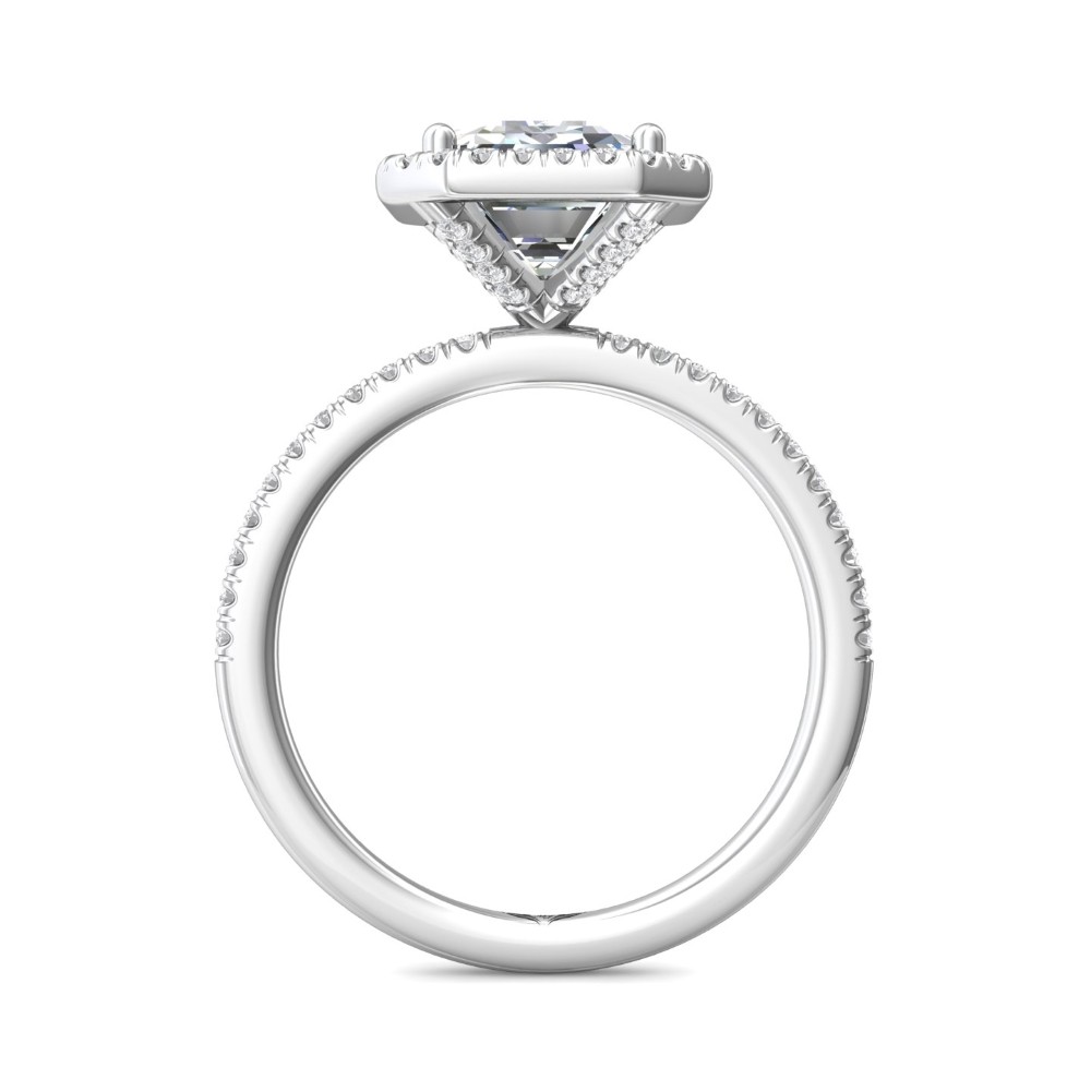 FlyerFit® 14K White Gold Micropave Halo Engagement Ring