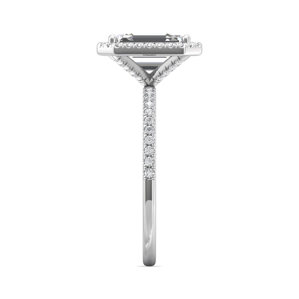 FlyerFit® 14K White Gold Micropave Halo Engagement Ring