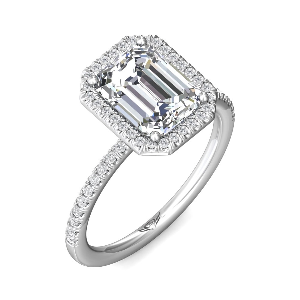 FlyerFit® 14K White Gold Micropave Halo Engagement Ring