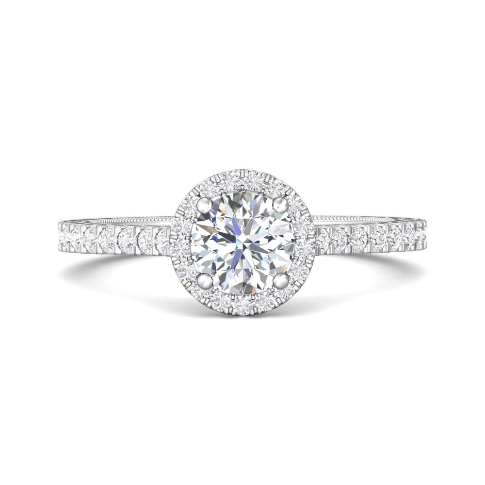FlyerFit® 14K White Gold Vintage Engagement Ring