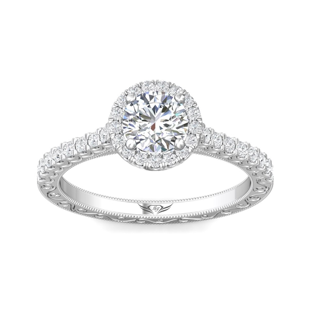 FlyerFit® 14K White Gold Vintage Engagement Ring