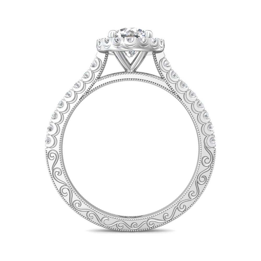 FlyerFit® 14K White Gold Vintage Engagement Ring