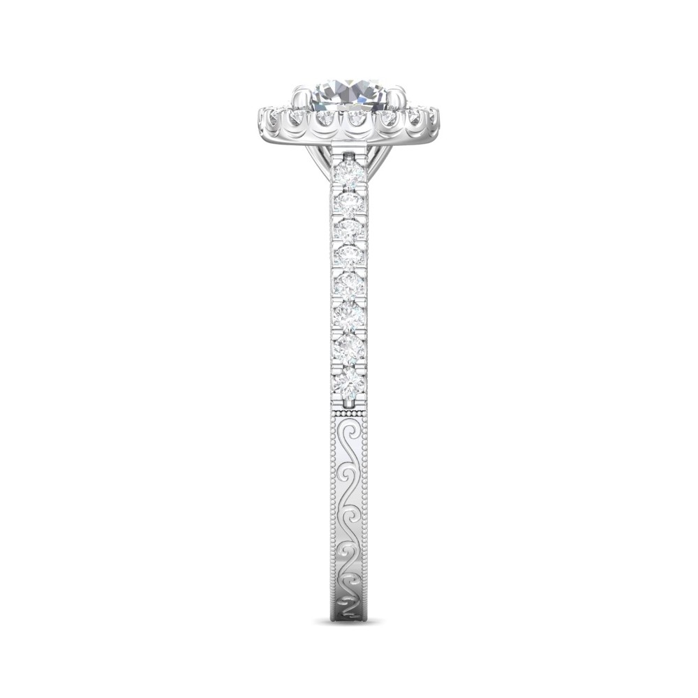 FlyerFit® 14K White Gold Vintage Engagement Ring