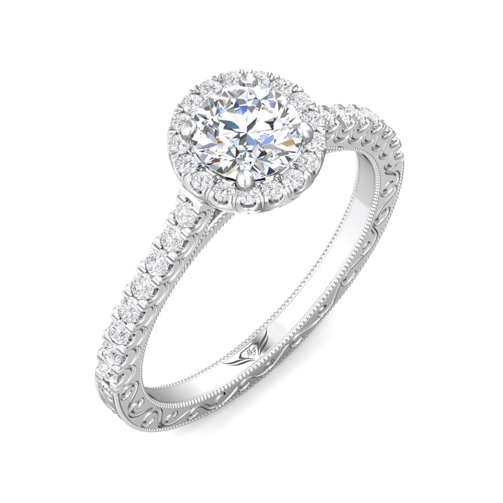 FlyerFit® 14K White Gold Vintage Engagement Ring