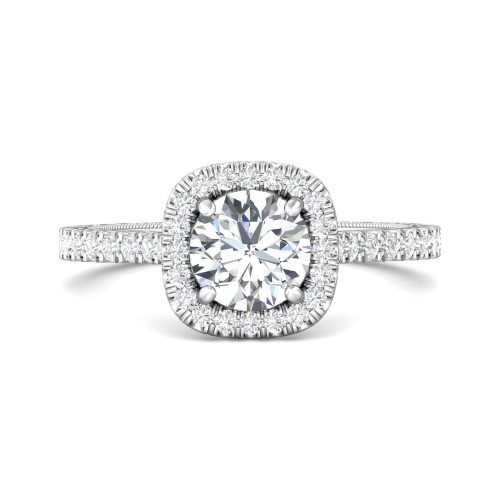FlyerFit® 14K White Gold Vintage Engagement Ring