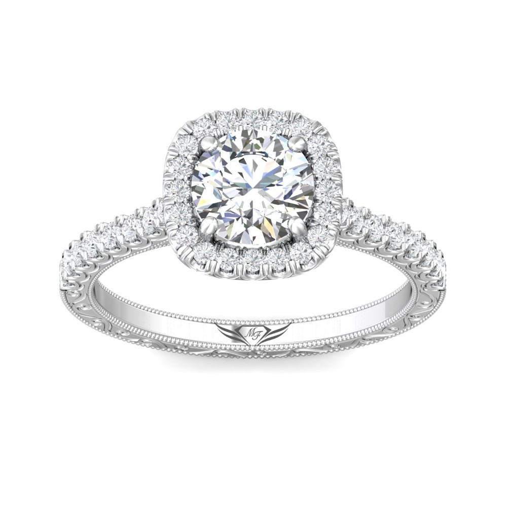 FlyerFit® 14K White Gold Vintage Engagement Ring