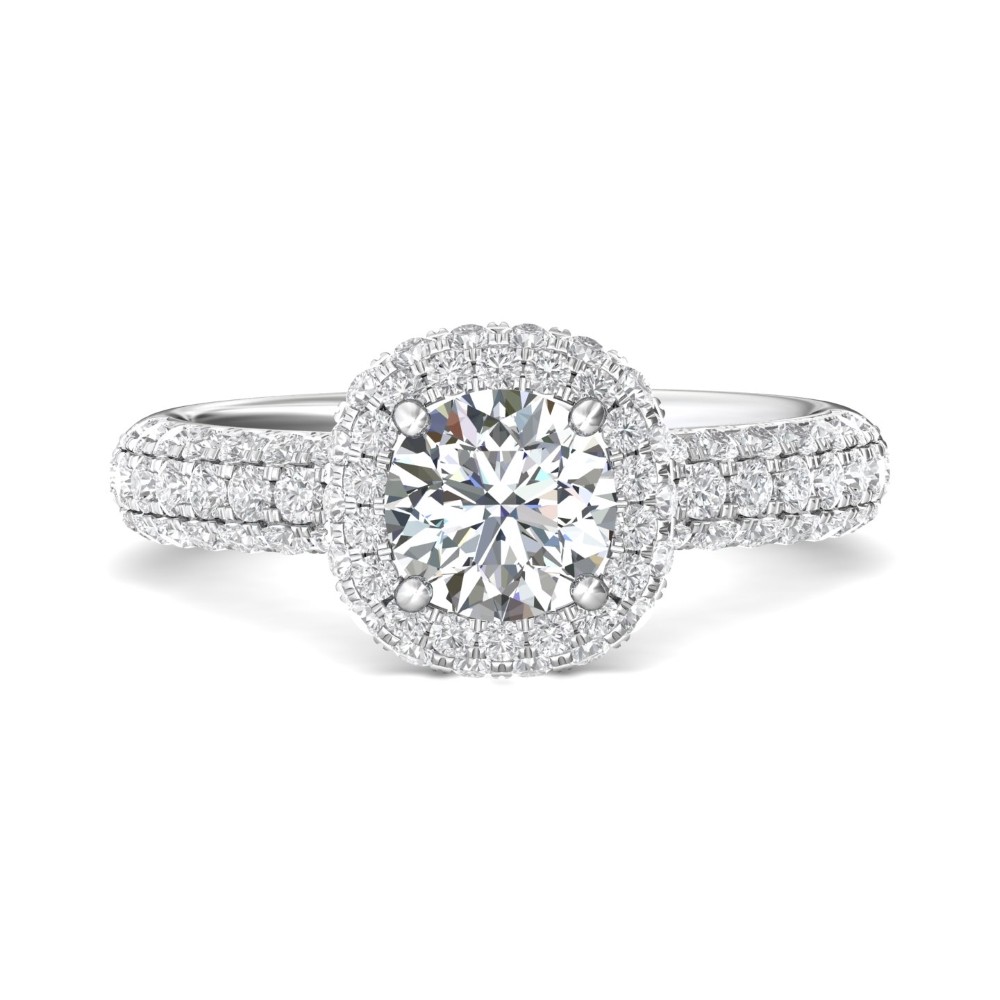 FlyerFit® 14K White Gold Micropave Halo Engagement Ring