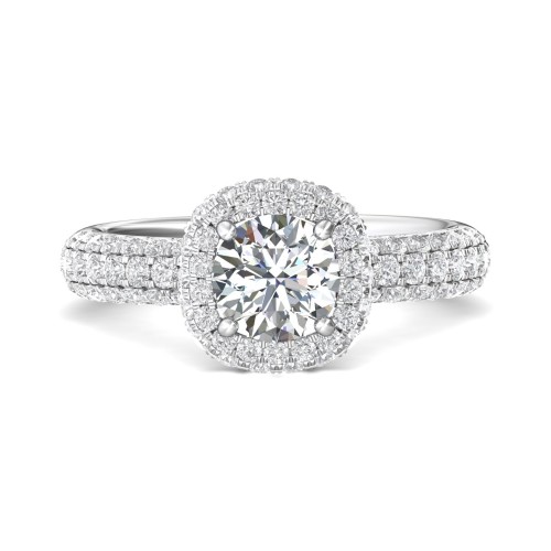FlyerFit® 14K White Gold Micropave Halo Engagement Ring