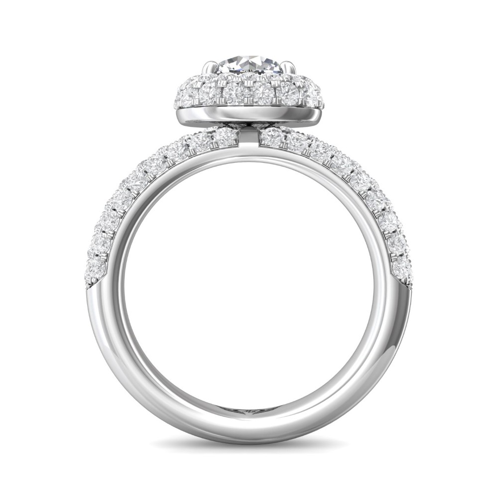 FlyerFit® 14K White Gold Micropave Halo Engagement Ring